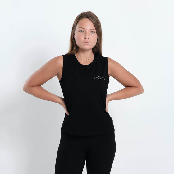 Evolve Open Back Tank (Black) - Live Evolutionary